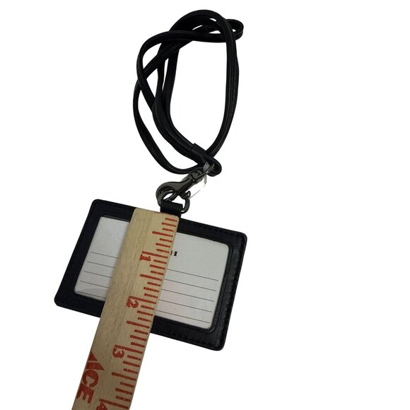 Coach ID Lanyard Charcoal Black Card Holder Signature Canvas Leather Trim NEW - Picture 3 of 6
